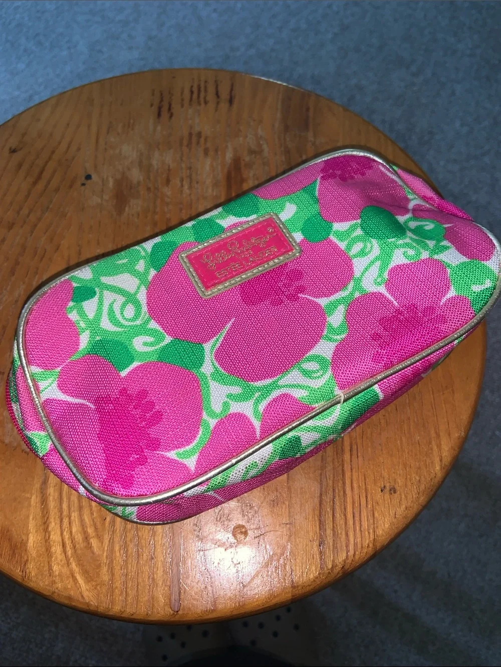 Lilly Pulitzer Estée Lauder Floral Pink & Green Cosmetic Pouch
